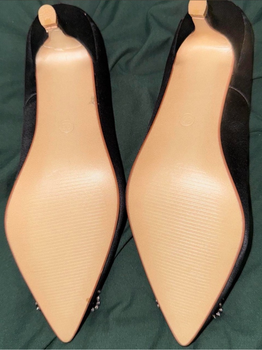 Manolo Blahnik Black Satin Pumps with Crystal Embellishment - Picture 3 of 3